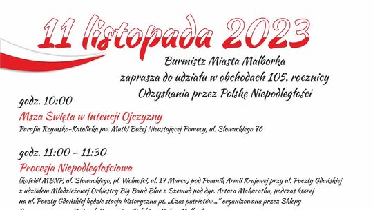 Obchody 105. Rocznicy Odzyskania przez Polskę Niepodległości w Malborku.