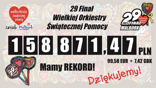  158 871,41 zł zebrano podczas 29.Finału WOŚP w Malborku. Sztab podsumował Finał.