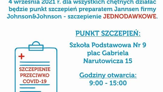 4 września bezpłatne szczepienia w Szkole Podstawowej nr 9 w Malborku