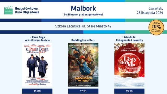 Bezgotówkowe Kino Objazdowe ponownie w malborskiej Szkole Łacińskiej.