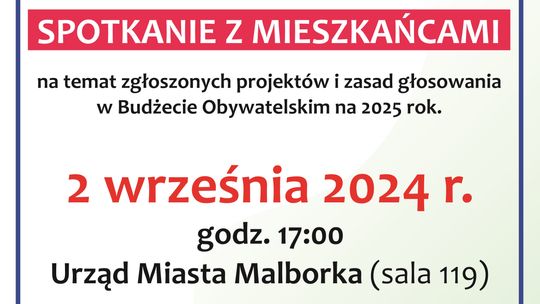 Budżet Obywatelski 2025. Spotkanie z mieszkańcami Malborka.