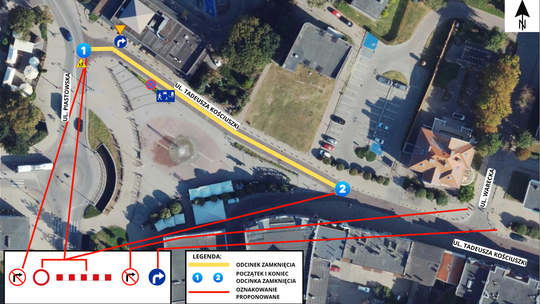 Czasowe utrudnienia w ruchu na ulicy Tadeusza Kościuszki w najbliższą sobotę.