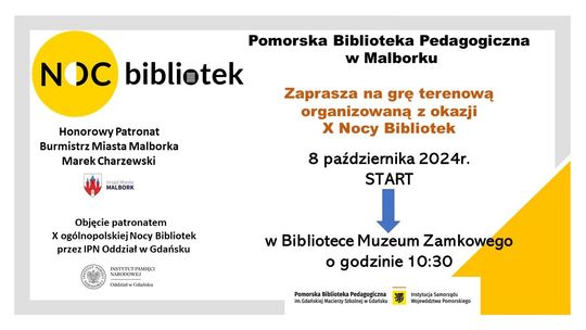 Gra terenowa dla malborskich szkół w ramach X Ogólnopolskiej Nocy Bibliotek.