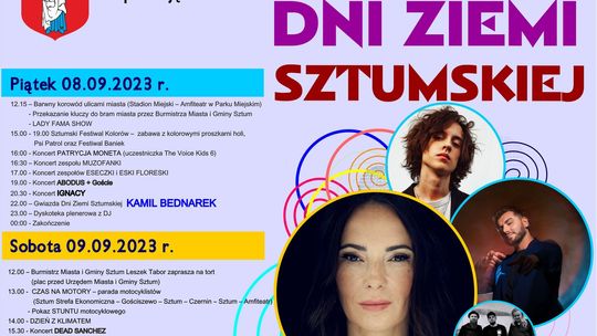 Kamil Bednarek, Kasia Kowalska wystąpią podczas Dni Ziemi Sztumskiej