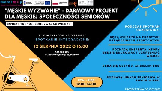 Malbork. "Męskie wyzwanie" - bezpłatny projekt dla męskiej społeczności seniorów.