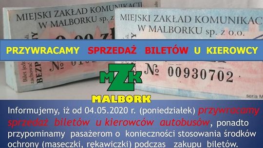 Malbork. Od poniedziałku kupimy bilety autobusowe u kierowcy