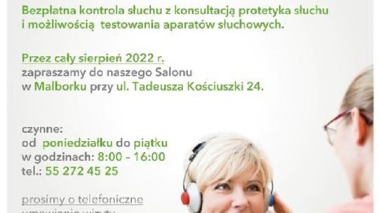 Malbork. Skorzystaj z bezpłatnych badań słuchu w sierpniu.