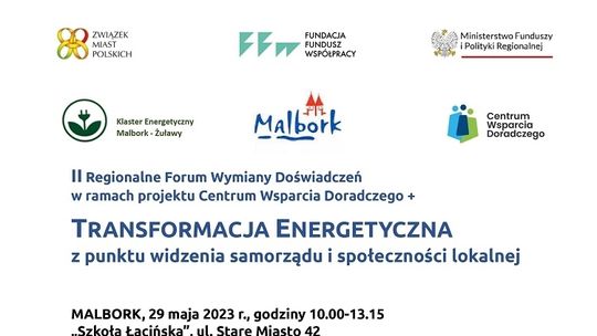 Malbork. Spotkanie informacyjno-konsultacyjne, dotyczące TRANSFORMACJI ENERGETYCZNEJ z punktu widzenia samorządu i społeczności lokalnej. 