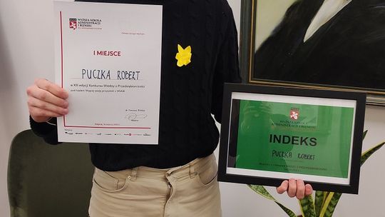 Malbork. Sukces Roberta Puczki z I LO w XIII edycji  Konkursu Wiedzy o Przedsiębiorczości!