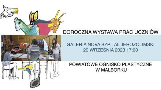 Malbork. Wernisaż wystawy prac uczniów Powiatowego Ogniska Plastycznego w Galerii Nova.