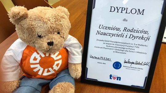 Podziękowania dla ZSP nr 3 w Malborku od Fundacji TVN