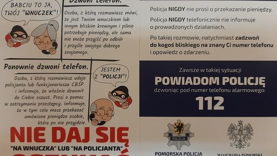 Policjanci nadal przestrzegają przed oszustwami "na wnuczka". 