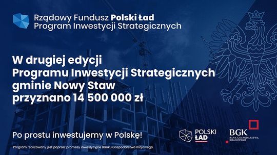 Ponad 14 mln zł dla Nowego Stawu na dwie inwestycje 