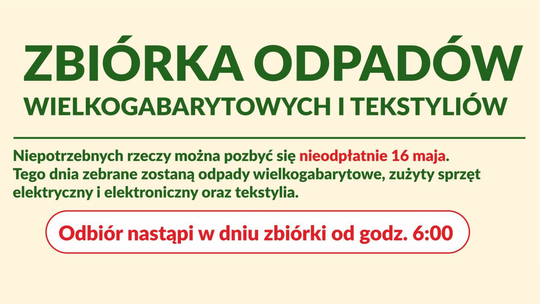 🎧Posłuchaj: Wielkie wystawianie tekstyliów i gabarytów – 16 maja!