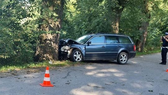Powiat sztumski. Pijany kierowca uderzył w drzewo. Miał blisko 2 promile alkoholu-stracił prawo jazdy