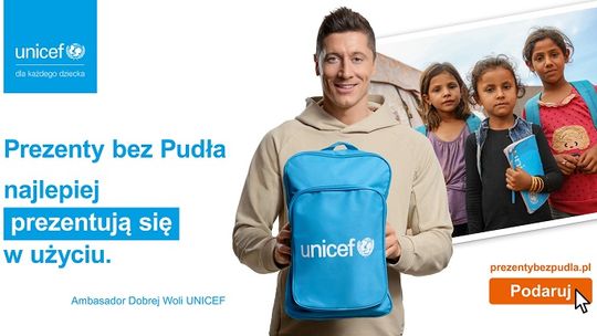 „Prezenty bez Pudła” najlepiej prezentują się w użyciu – Ambasador Dobrej Woli, Robert Lewandowski, wspiera program UNICEF Polska