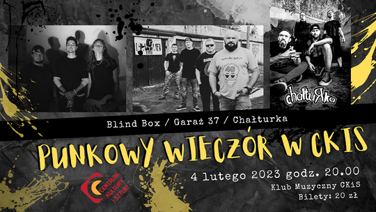 Punkowy wieczór w CKiS Tczew. Wystąpią Chałturka, Blind Box, Garaż 37.