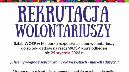 Ruszył nabór wolontariuszy do 31. Finału Wielkiej Orkiestry Świątecznej Pomocy.