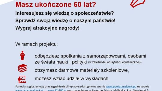 „Senior Obywatel”. Zaproszenie do udziału dla Seniorów z powiatu malborskiego.