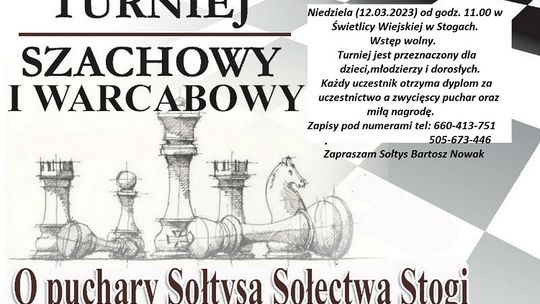 Turniej szachowy i warcabowy o puchary Sołtysa Sołectwa Stogi