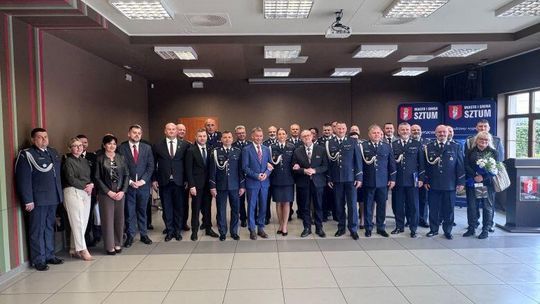Uroczysta zbiórka sztumskich policjantów.