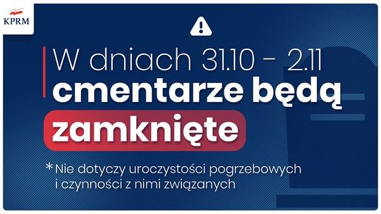 Zamknięcie cmentarzy od soboty do poniedziałku włącznie.