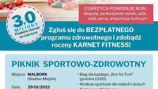 "Zdążyć przed cukrzycą" - piknik sportowo - zdrowotny w Malborku.