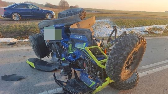 Zderzenie Audi z quadem w Tropach Sztumskich