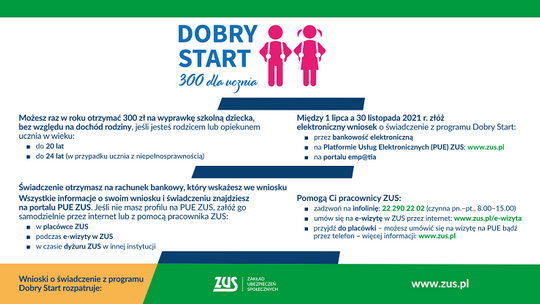 Zmiany w świadczeniu Dobry Start. Ekspert ZUS pomoże w Nowym Stawie.