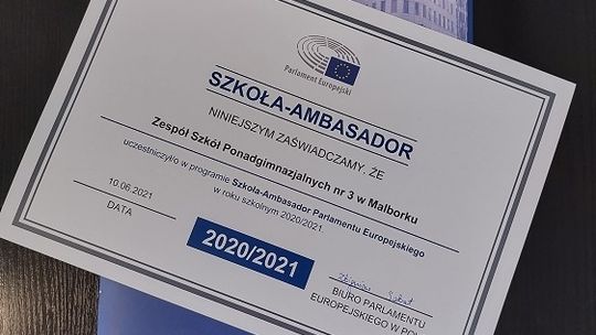 ZSP nr 3 z Malborka Szkołą – Ambasadorem Parlamentu Europejskiego po raz czwarty