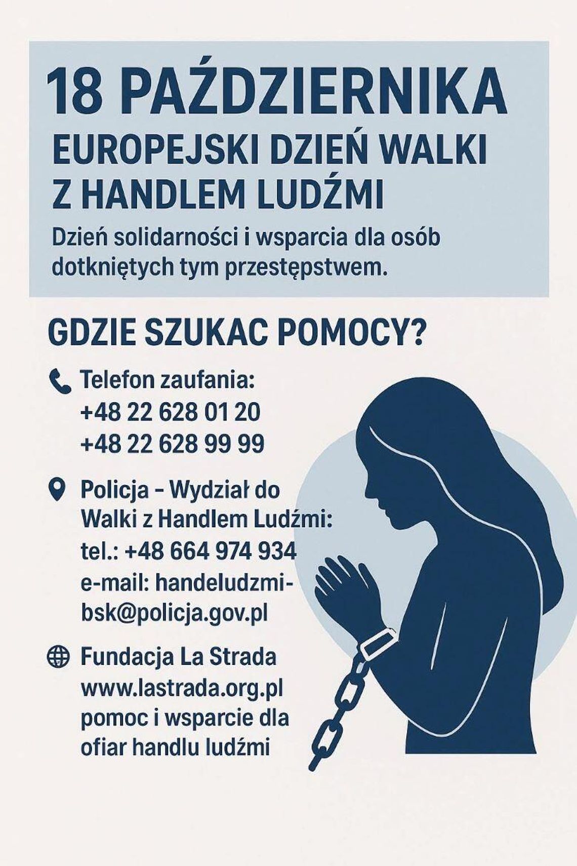 18 października – Europejski Dzień Walki z Handlem Ludźmi.