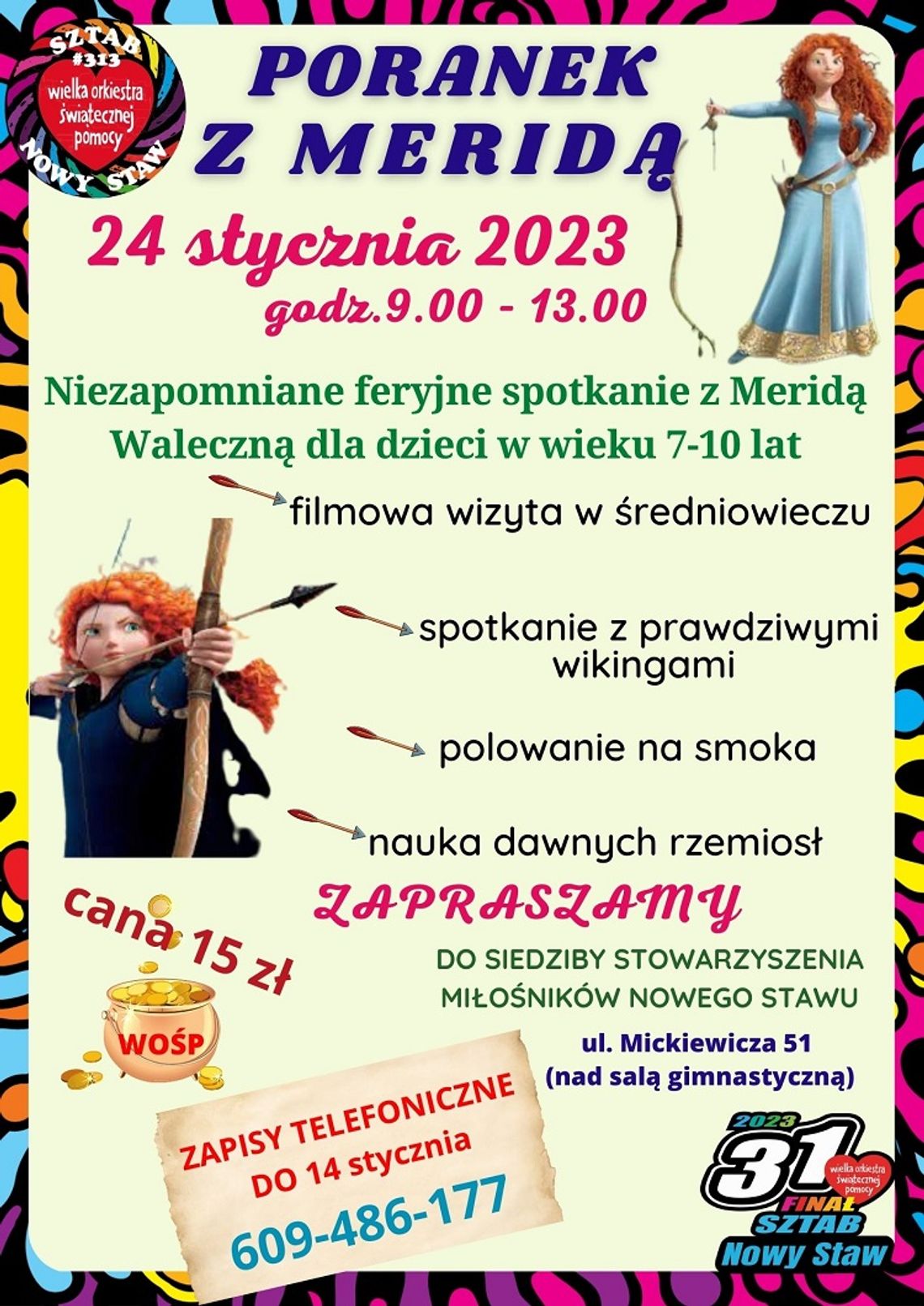 31. Finał WOŚP. Poranek z Meridą w Nowym Stawie.