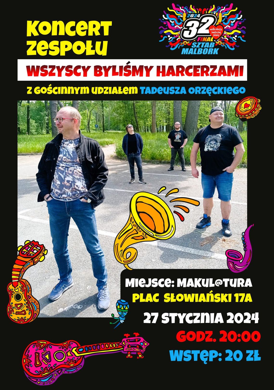 32. Finał WOŚP w Malborku. Koncert zespołu Wszyscy Byliśmy Harcerzami w Makulaturze