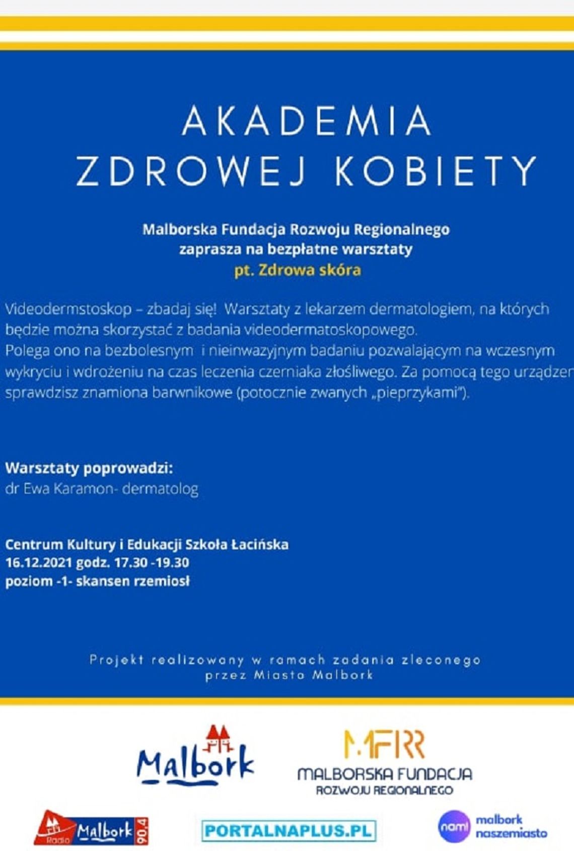Akademia Zdrowej Kobiety. 'Zdrowa skóra' - zaproszenie na bezpłatny warsztat.