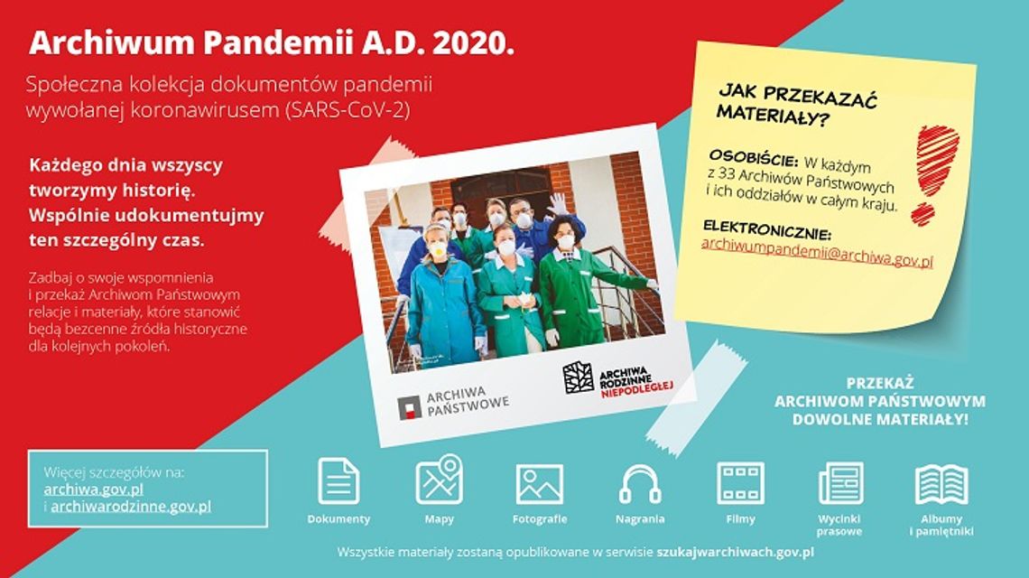  Archiwum Pandemii A.D. 2020. - Archiwa Państwowe zapraszają do udziału w akcji.