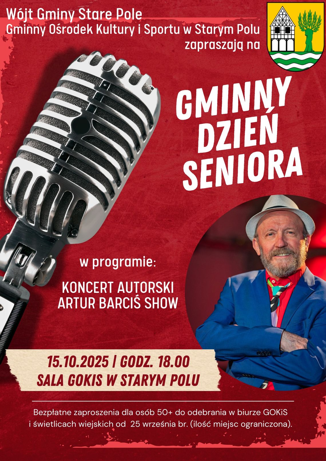 Artur Barciś wystąpi z okazji Gminnego Dnia Seniora w Starym Polu.