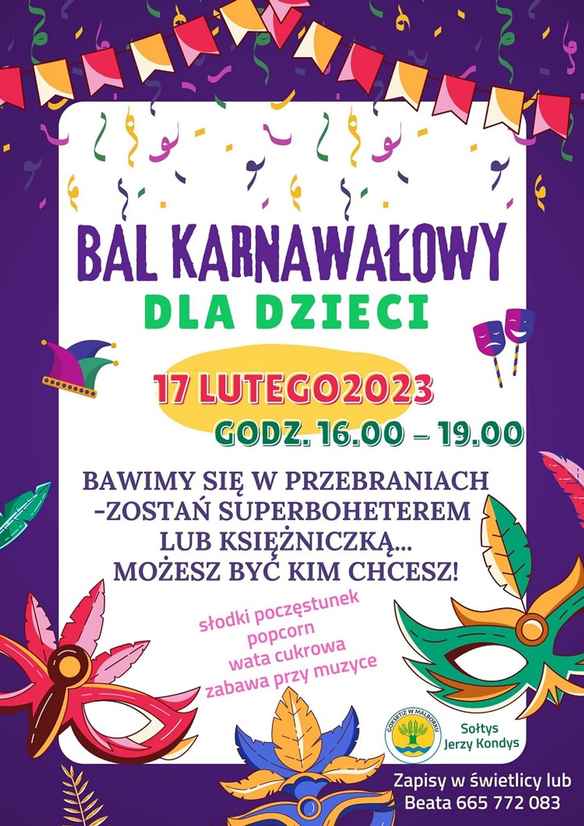 Bal Karnawałowy w świetlicy w Lasowicach Wielkich.