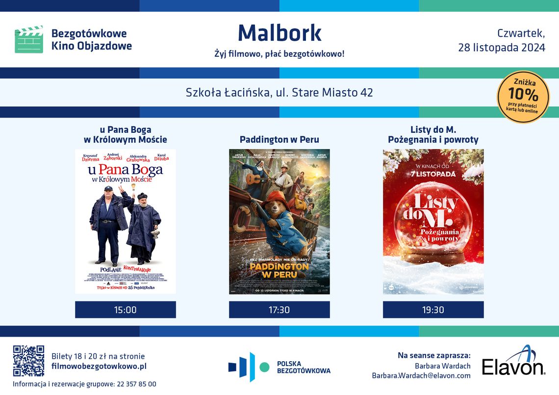 Bezgotówkowe Kino Objazdowe ponownie w malborskiej Szkole Łacińskiej.