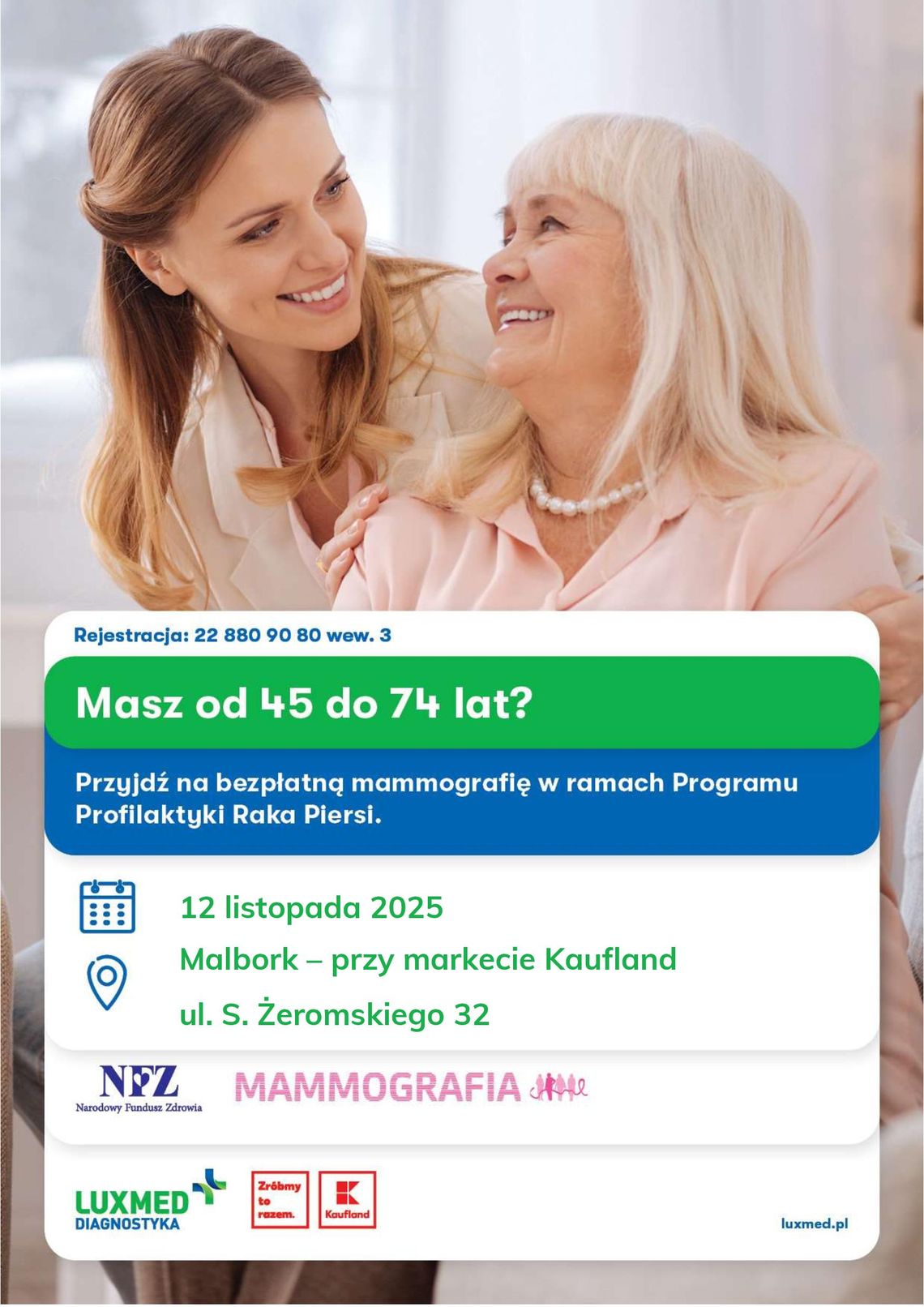 Bezpłatne badania mammograficzne w Malborku.