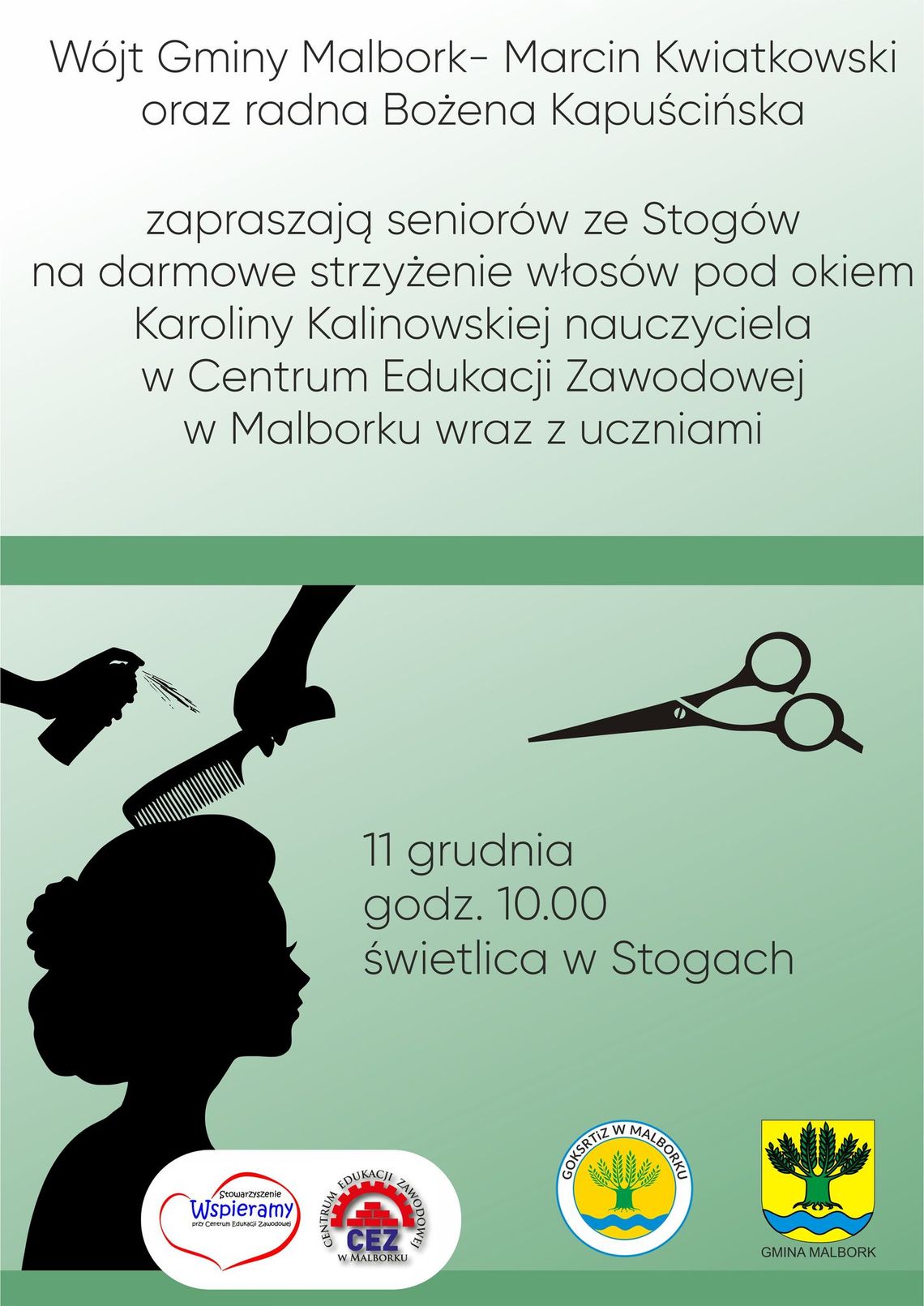 Bezpłatne strzyżenie włosów dla seniorów w Stogach.