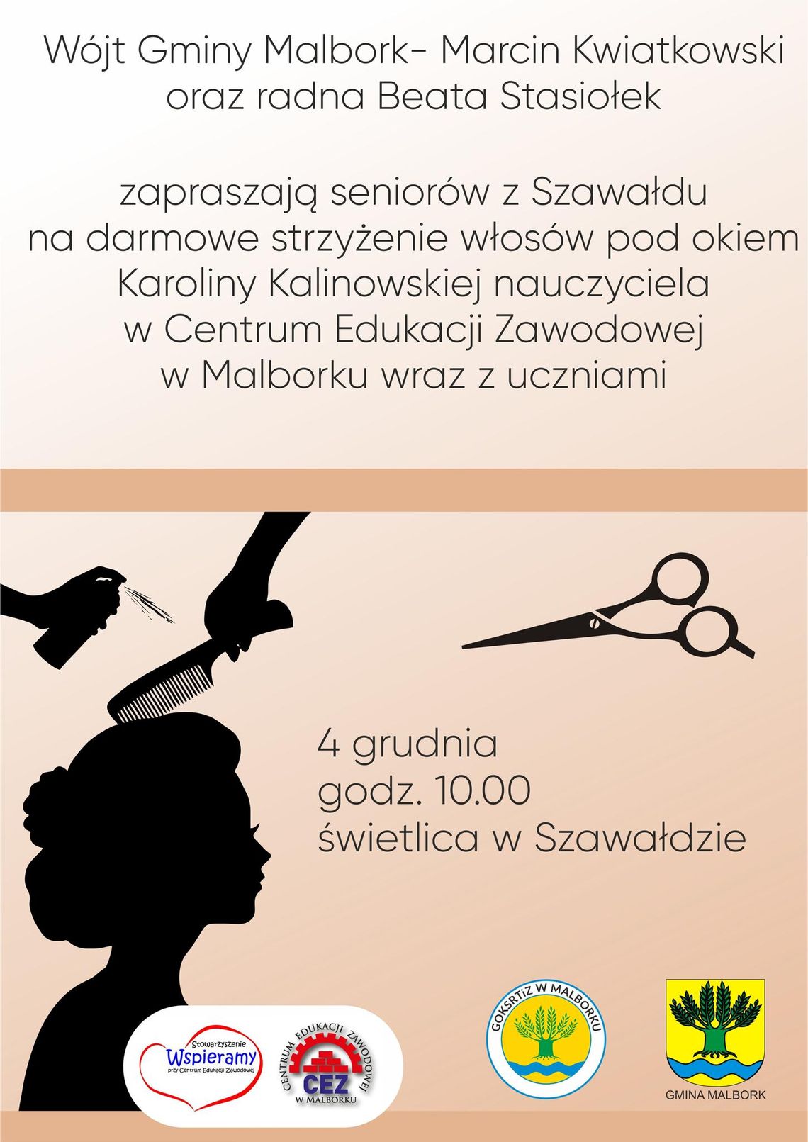 Bezpłatne strzyżenie włosów dla seniorów w Szawałdzie.