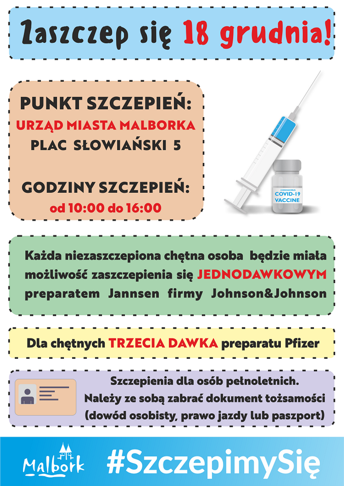 Bezpłatne szczepienia przeciwko COVID-19 w Urzędzie Miasta Malborka