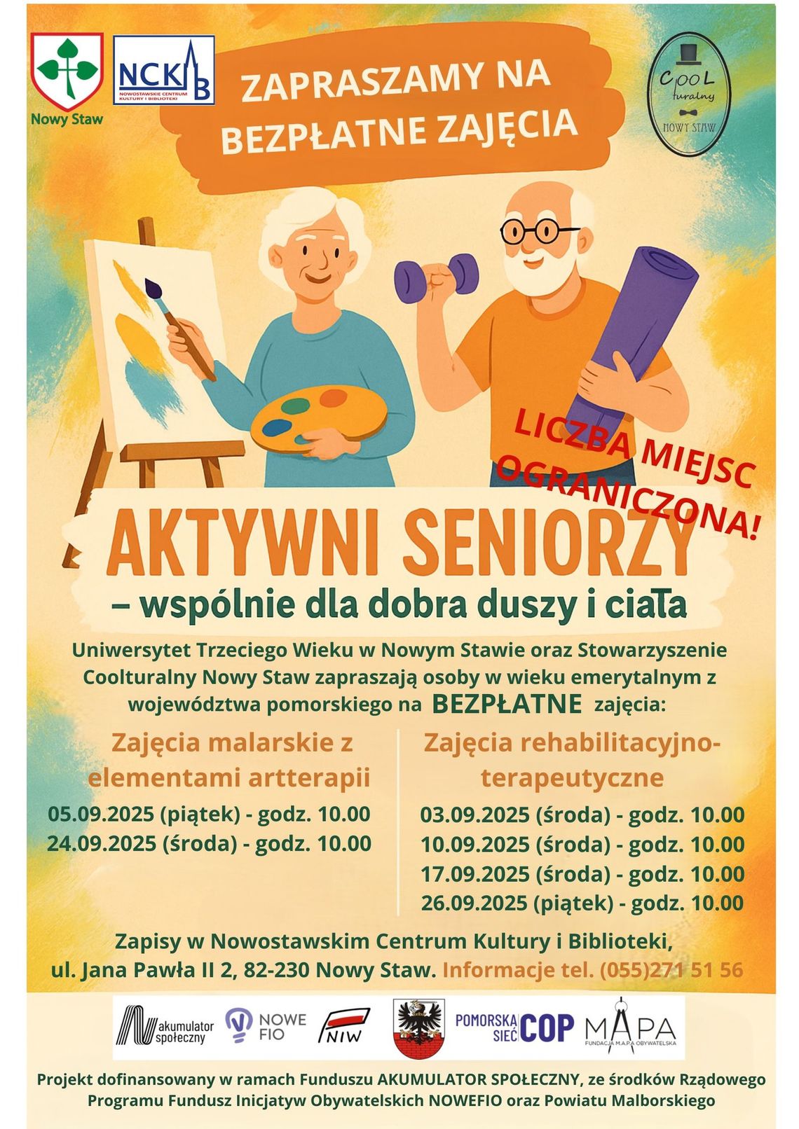 Bezpłatne zajęcia dla pomorskich seniorów w Nowym Stawie.