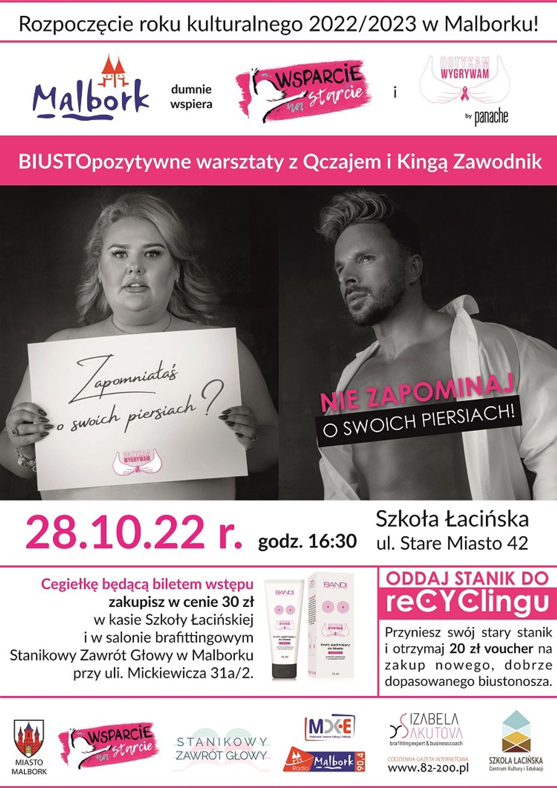 BIUSTOpozytywne warsztaty z Qczajem i Kingą Zawodnik rozpoczną rok kulturalny 2022/2023 w Malborku!  