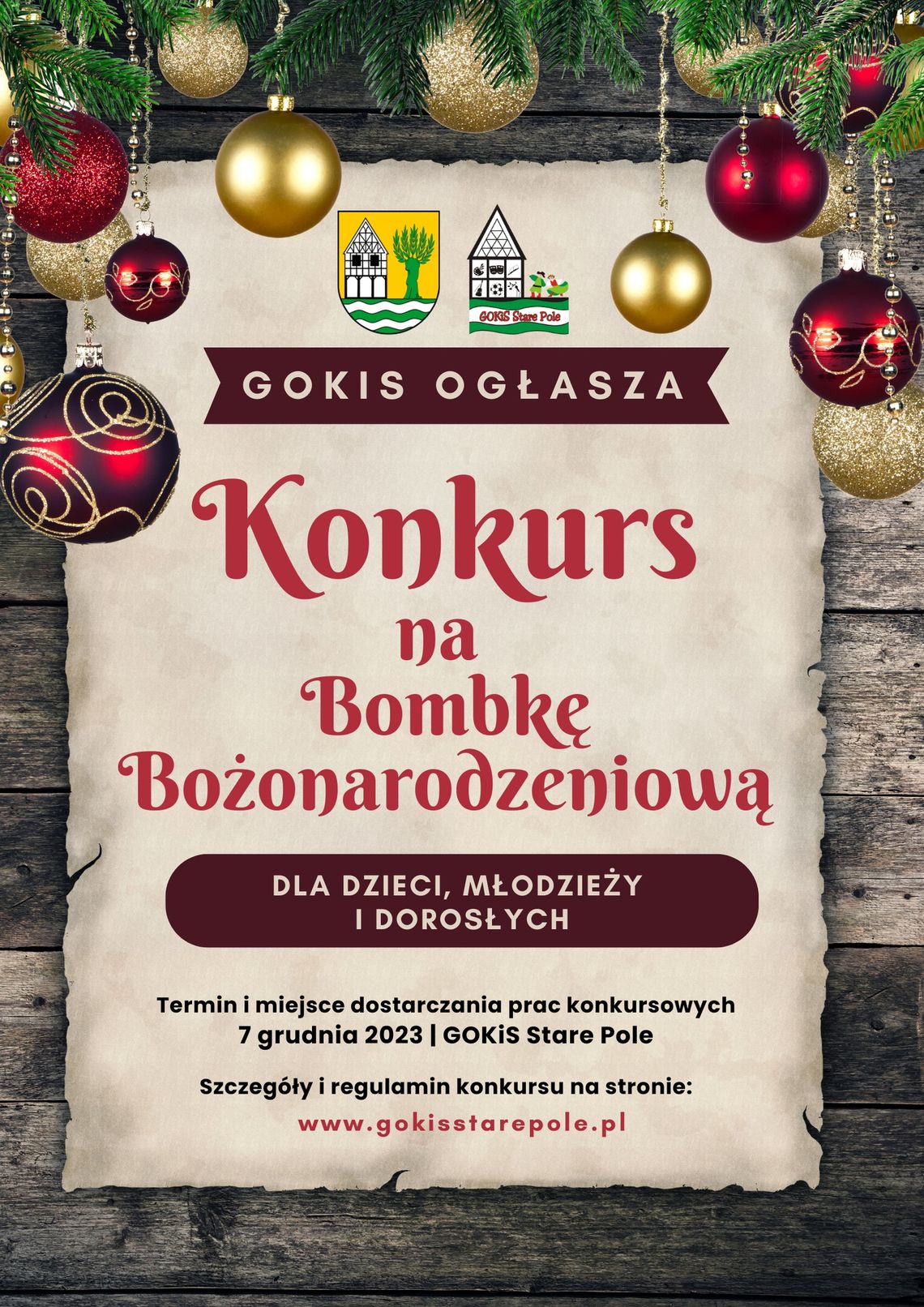 „Bombka Bożonarodzeniowa” - konkurs dla mieszkańców Gminy Stare Pole.