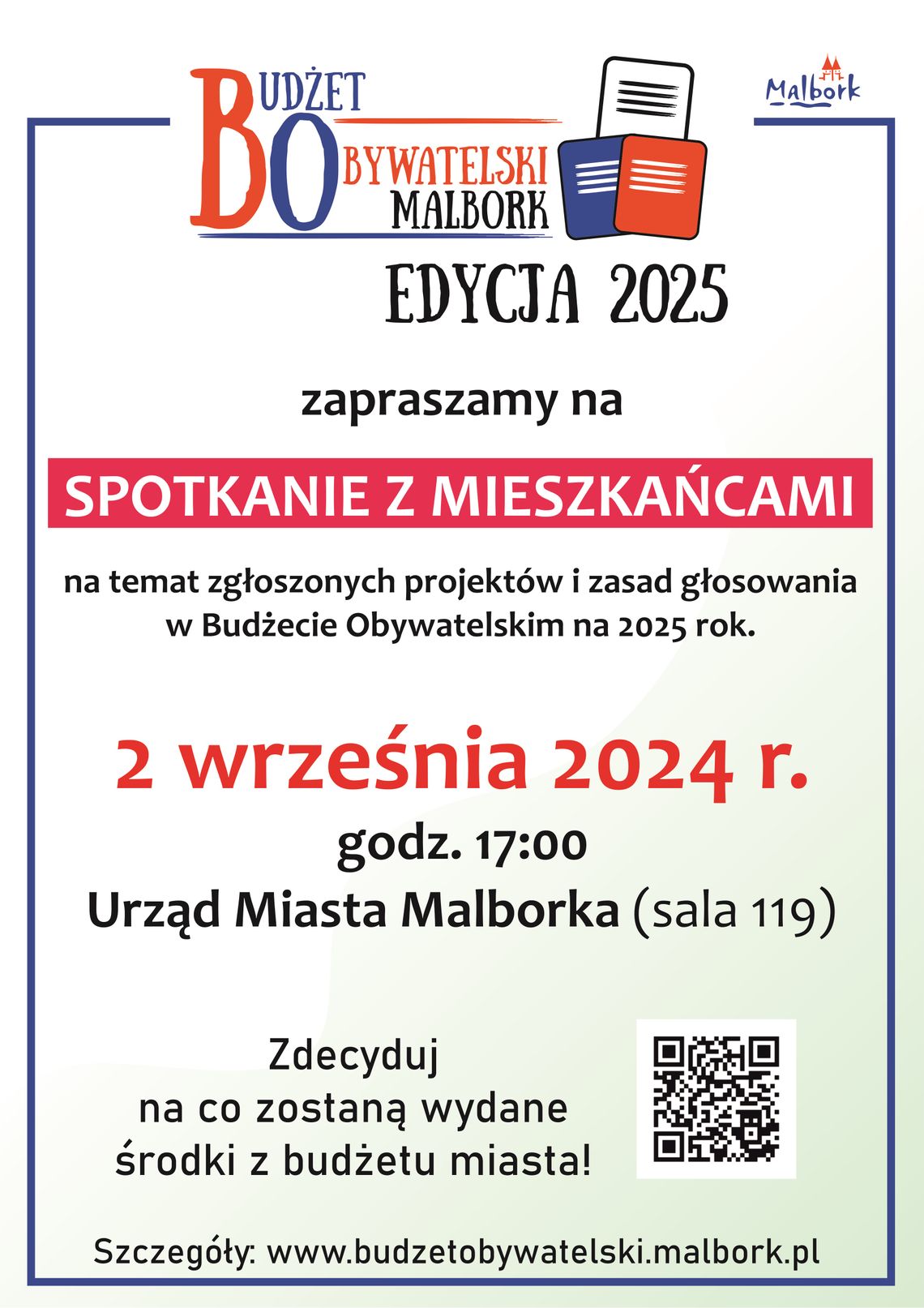 Budżet Obywatelski 2025. Spotkanie z mieszkańcami Malborka.