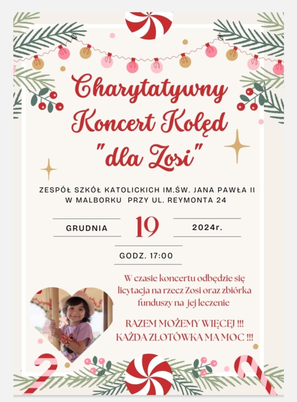 Charytatywny Koncert Kolęd "dla Zosi" w Malborku.