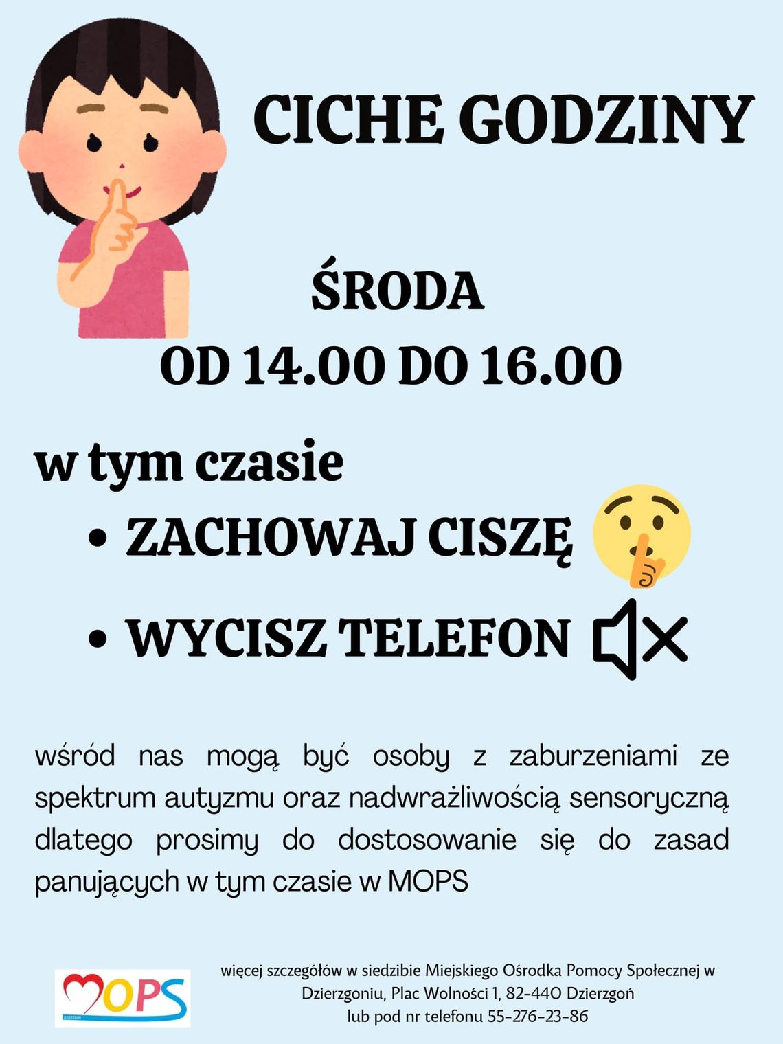 Ciche godziny w Miejskim Ośrodku Pomocy Społecznej w Dzierzgoniu