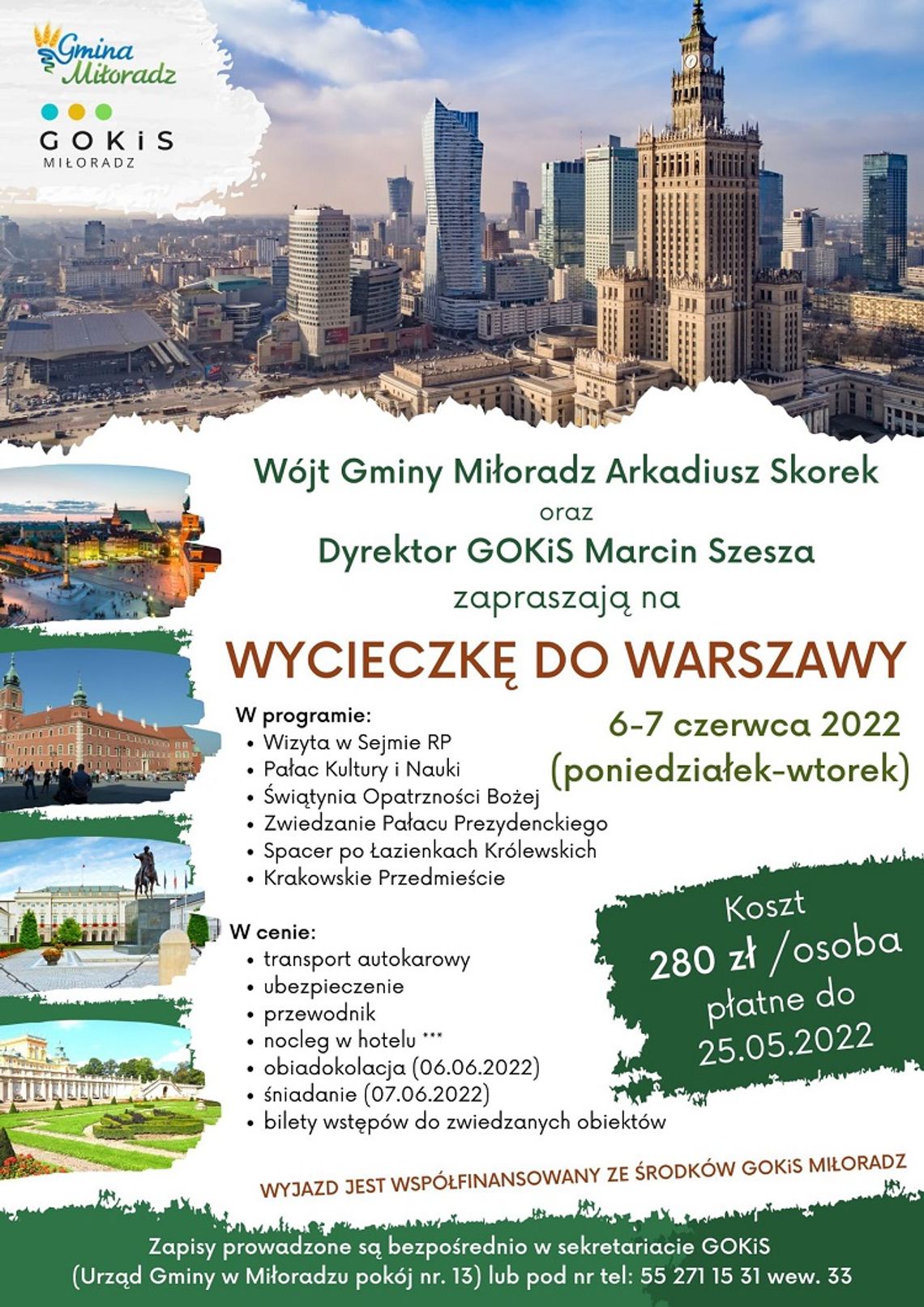 Dwudniowa wycieczka do Warszawy dla mieszkańców Gminy Miłoradz.