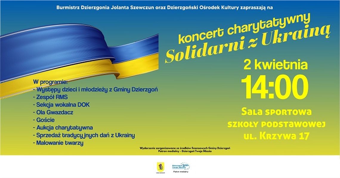 Dzierzgoń. Koncert charytatywny "Solidarni z Ukrainą"